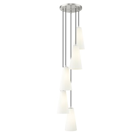 Z-Lite Farrell 5 Light Chandelier, 12in. W x 13.75in. H, Brushed Nickel 3043P7-5R-BN